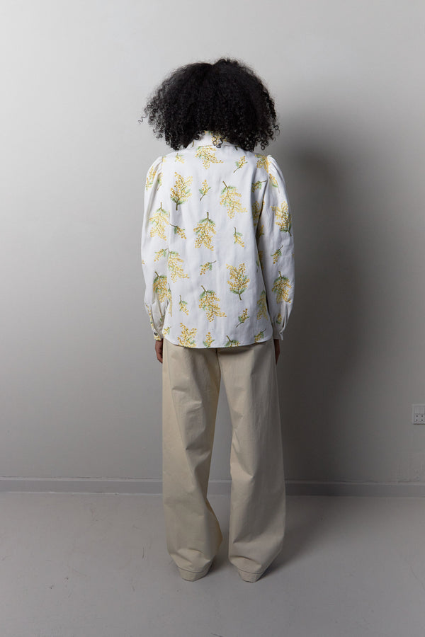 Stella Nova All over embroidered flowers denim shirt Shirt 004 White Mimose
