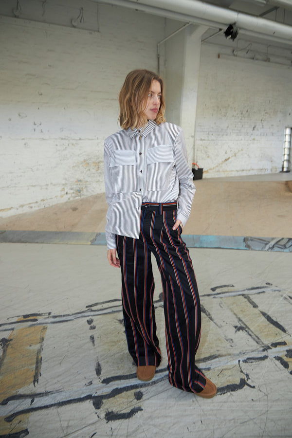 Stella Nova Cotton pants with embroidered stripes Pants 781 Black Fall