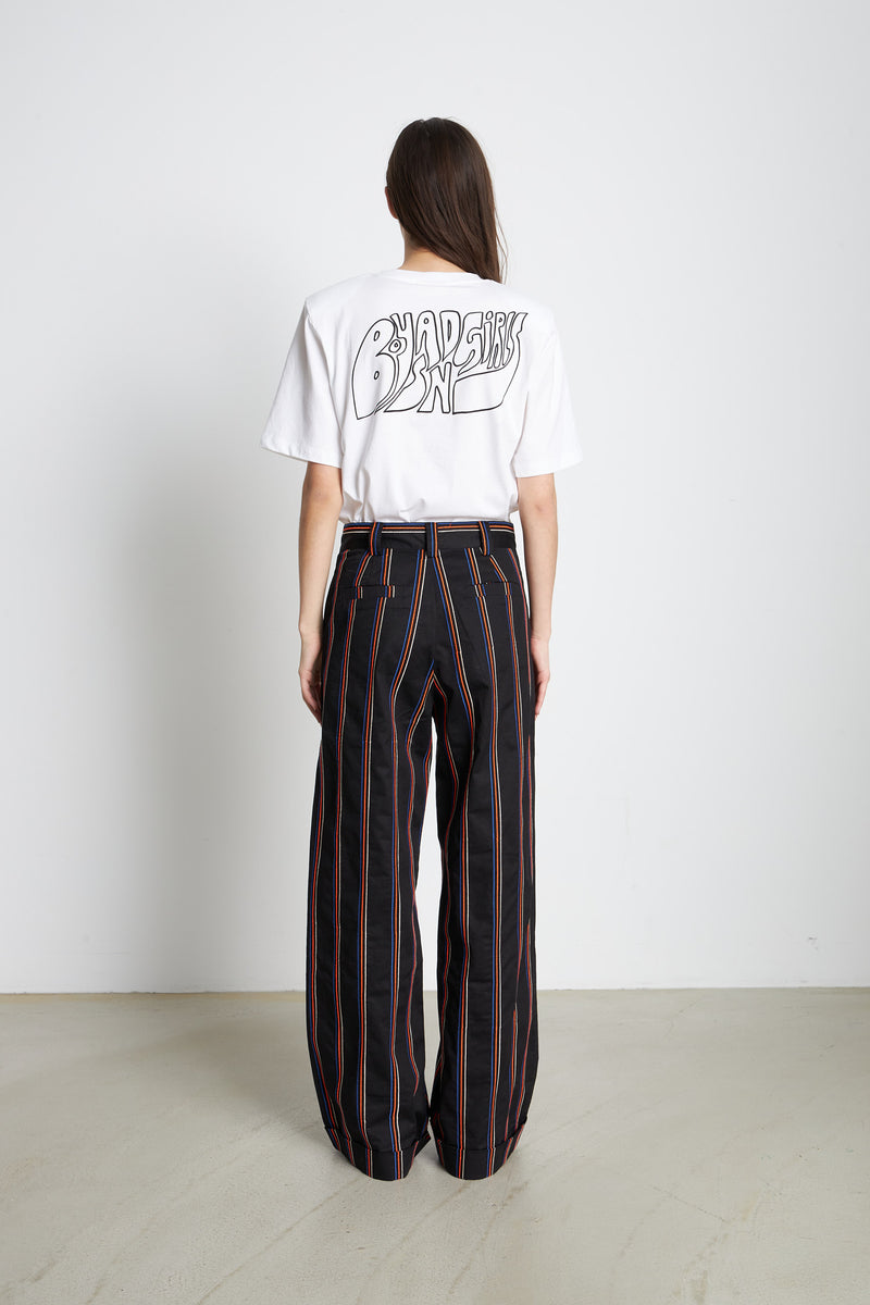 Stella Nova Cotton pants with embroidered stripes Pants 781 Black Fall
