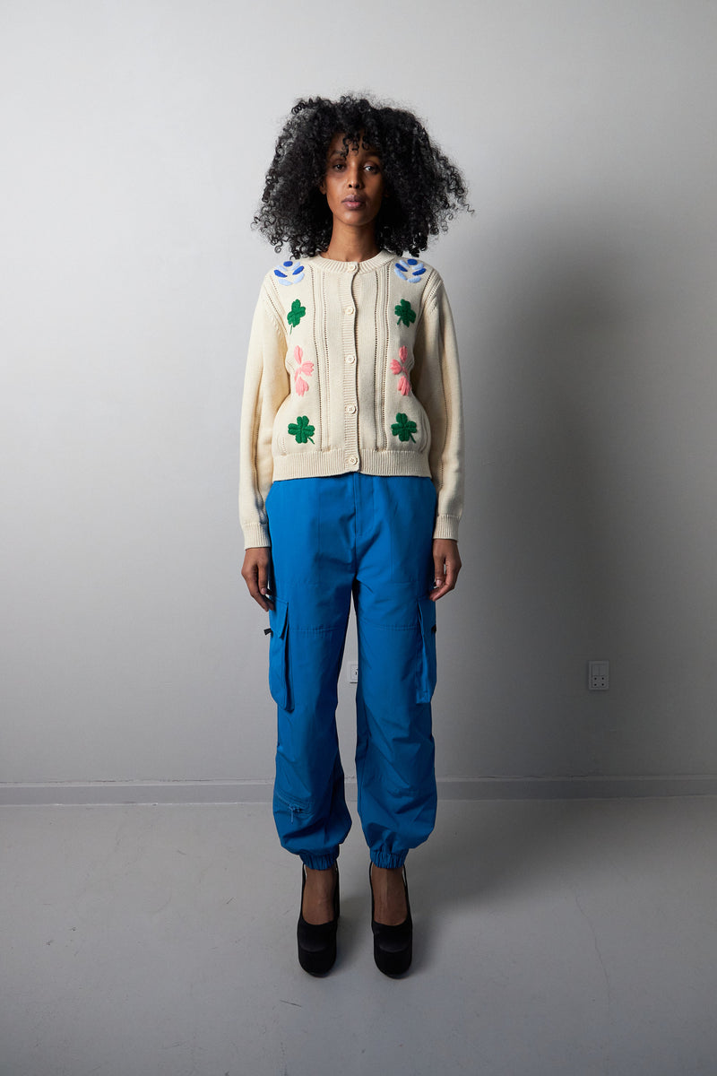 Stella Nova Cotton cardigan with embroidery Cardigan 005 Pointy Creme