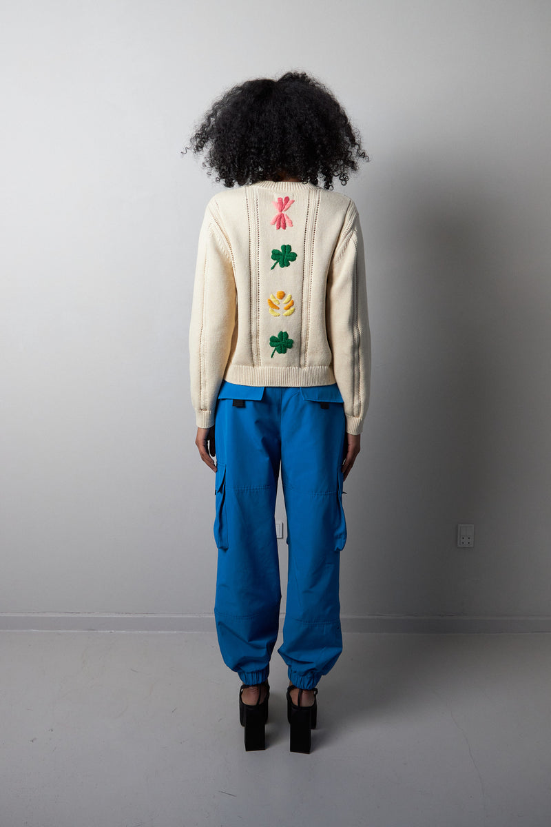 Stella Nova Cotton cardigan with embroidery Cardigan 005 Pointy Creme