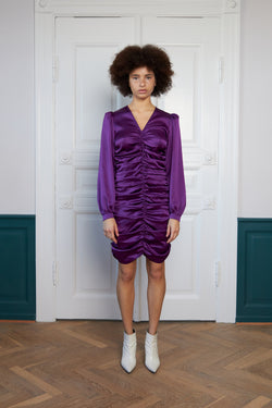 Stella Nova Hammered silk mini dress Dress 542 Seductive Purple