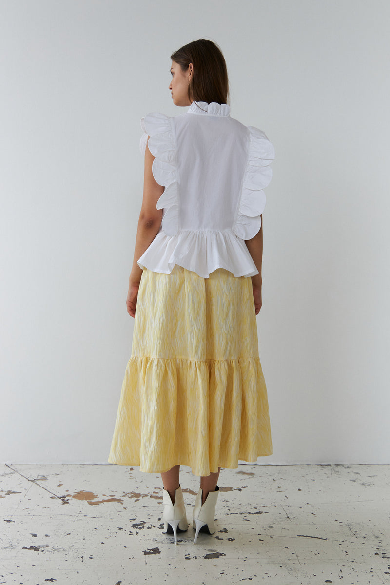 Stella Nova Jacquard wave midi skirt Skirt 138 Light Yellow