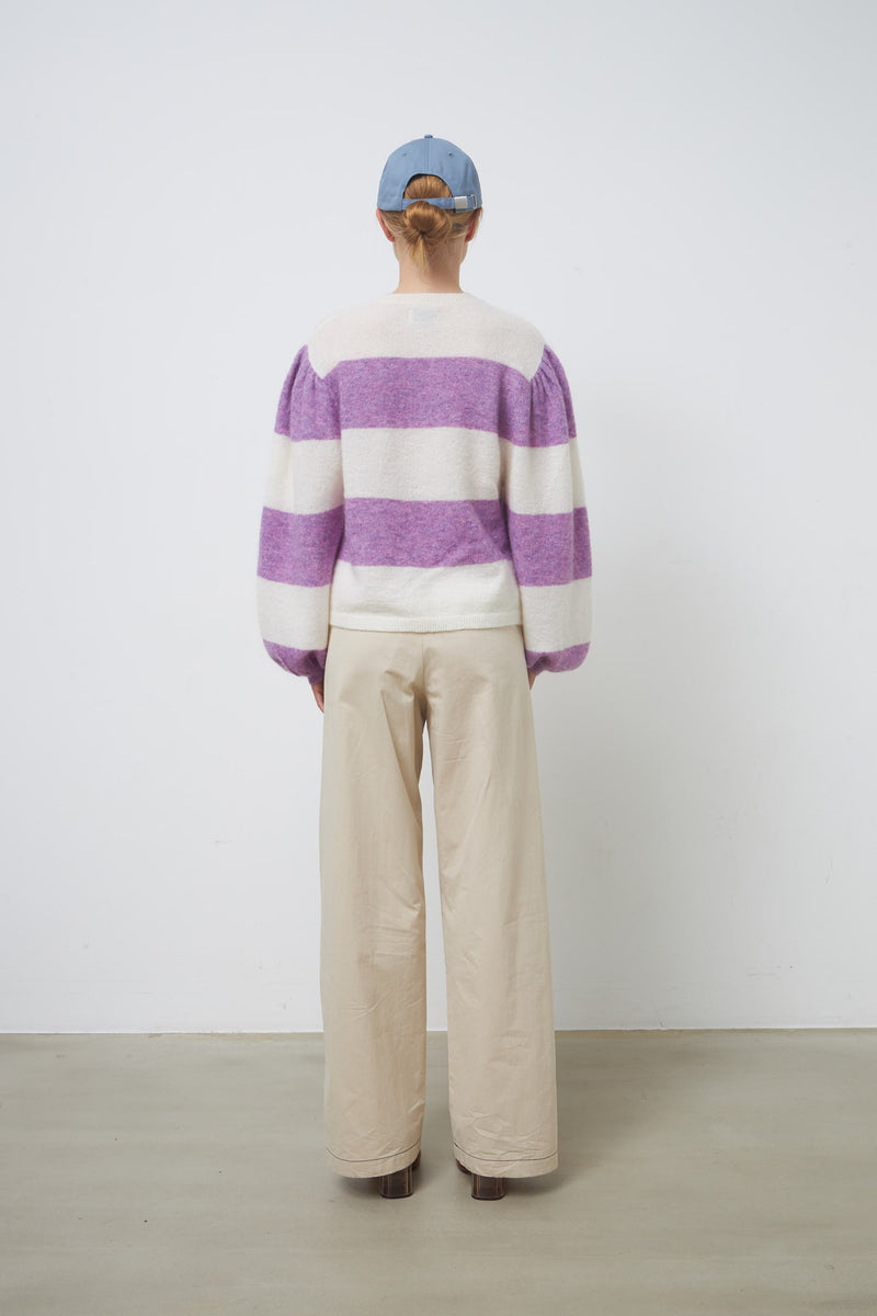 Stella Nova Striped wool sweater Sweater 046 White/Purple