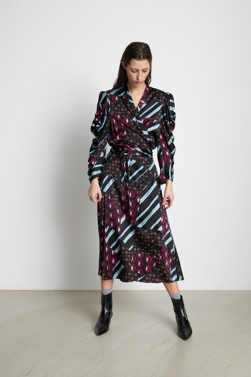 Stella Nova Wrap silk dress Dress 607 Tie Combination
